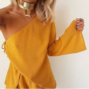 Sabo Skirt Mustard Set (top & shorts)